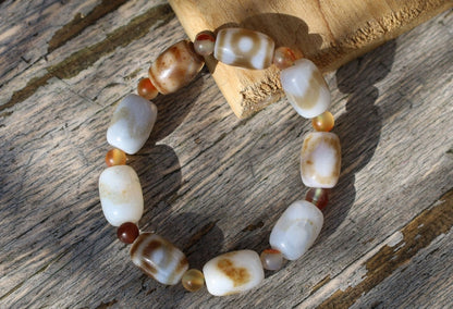 Old Tibetan Natural Tianzhu Agate Disc Beads Bracelet protective talisman. highly valuable beauty and their spiritual significance