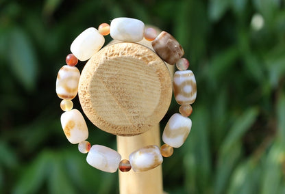 Old Tibetan Natural Tianzhu Agate Disc Beads Bracelet protective talisman. highly valuable beauty and their spiritual significance