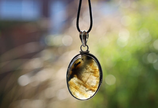 Firey Labradorite and Lapis Lazuli Silver Plated pendant, gemstone necklace, gemstone amulet, gemstone talisman, Lapis Lazuli  pendant