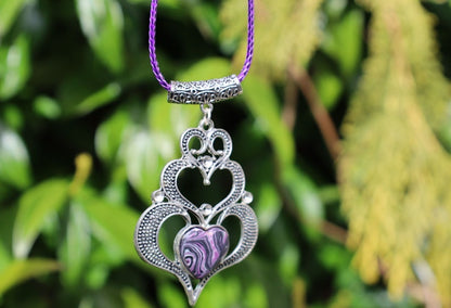 925 Silver Plated purple b/w Calsilica  Calsilica,, is a man-made material known for its distinctive, highly individual appearance and vibrant layers of bold color.
