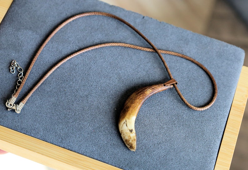 Wild Boar Teeth Natural Bone necklace. hunting traditions and are worn as symbols of bravery,strength,and connection to the outdoors