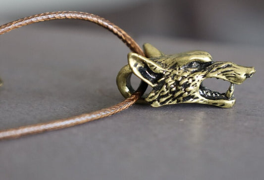 B -  Men's Vintage Norse Viking 3D Wolf. Main Colour: Gold. Strength and Resilience: Wolves are often seen as symbols of strength and resilience