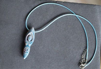 Raku Pottery SPIRAL GODDESS Pendant. Earth Mother Goddess