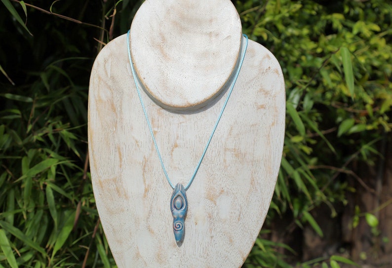 Raku Pottery SPIRAL GODDESS Pendant. Earth Mother Goddess