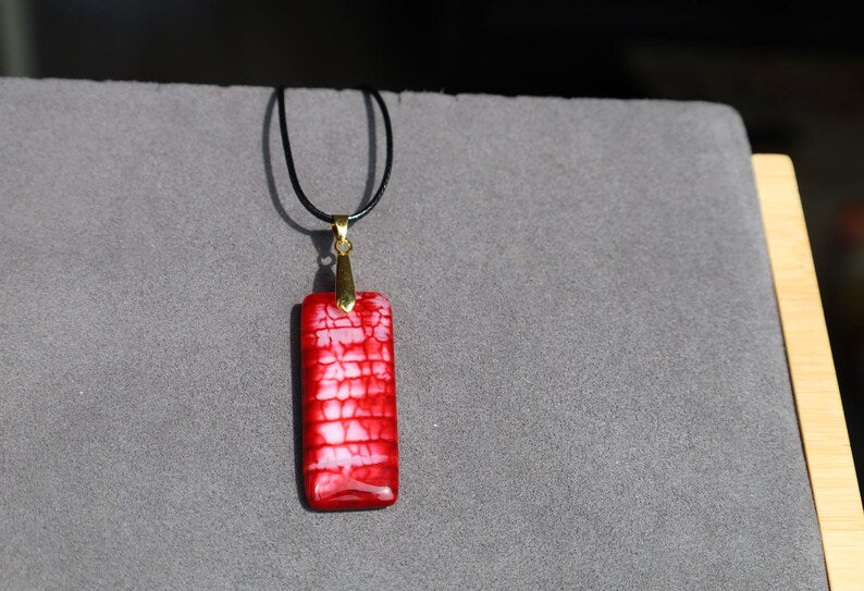 Red Fire Agate Oblong Pendant 49x19x6mm, Red Fire Agate: Fire agate is a variety of chalcedony, a type of quartz