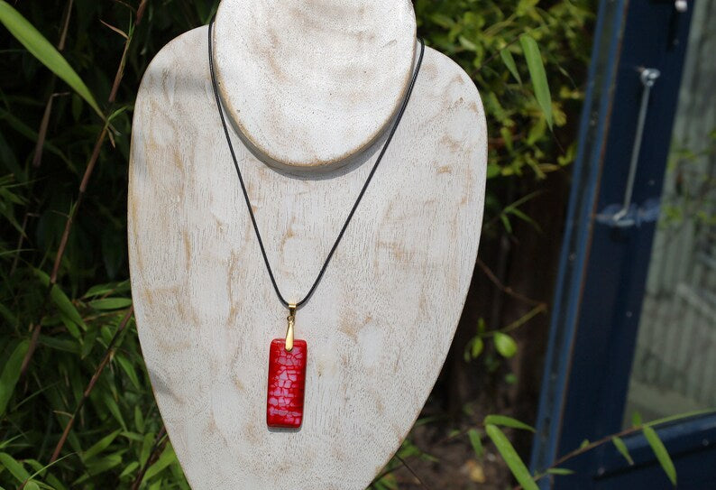Red Fire Agate Oblong Pendant 49x19x6mm, Red Fire Agate: Fire agate is a variety of chalcedony, a type of quartz