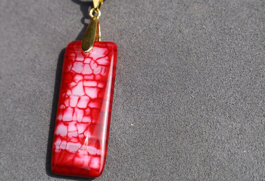 Red Fire Agate Oblong Pendant 49x19x6mm, Red Fire Agate: Fire agate is a variety of chalcedony, a type of quartz