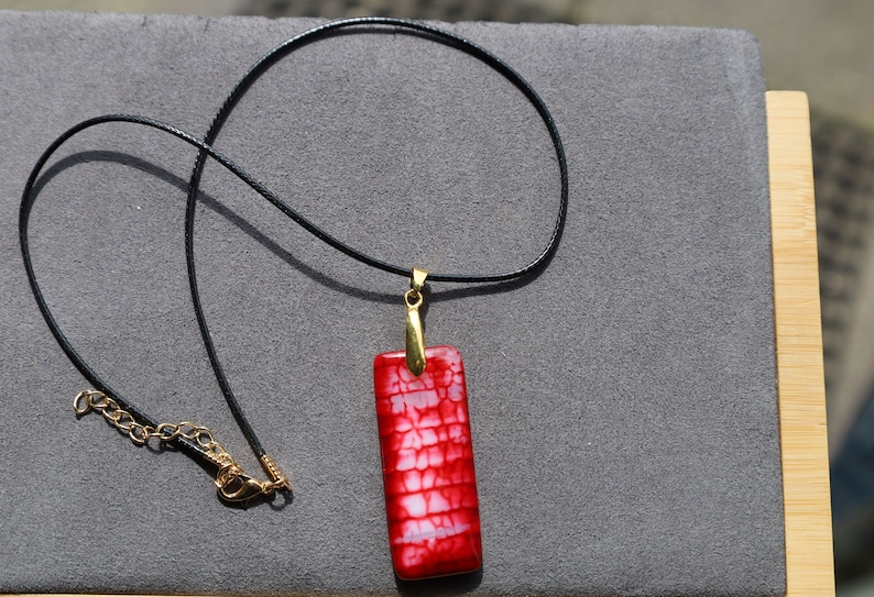 Red Fire Agate Oblong Pendant 49x19x6mm, Red Fire Agate: Fire agate is a variety of chalcedony, a type of quartz