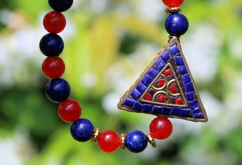 One-of-a-kind Handmade Indonesia Beads with Lapis Lazuli and Carnelian. Gorgeous,Stunning,Lovely