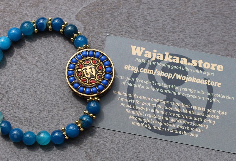 One-of-a-kind Handmade Indonesia Beads with Banded blue agate. Gorgeous,Stunning,Lovely