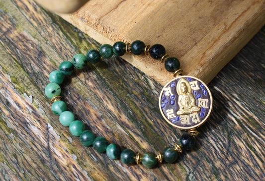 One-of-a-kind Handmade Indonesia Beads with Epidote ruby. Gorgeous,Stunning,Lovely.rare pairing