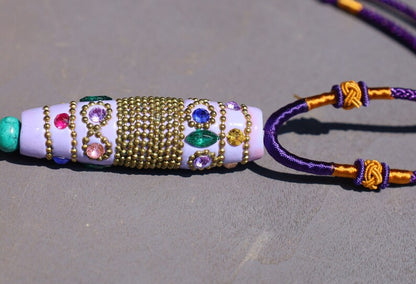 rare Rice Handmade Indonesia Beads with Hand Knotted Adjustable Cord String Necklace. Handmade Indonesian beads are exquisite and diverse