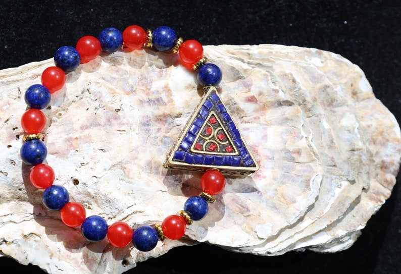 One-of-a-kind Handmade Indonesia Beads with Lapis Lazuli and Carnelian. Gorgeous,Stunning,Lovely