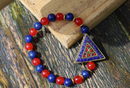 One-of-a-kind Handmade Indonesia Beads with Lapis Lazuli and Carnelian. Gorgeous,Stunning,Lovely