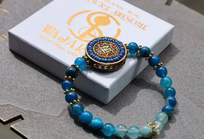 One-of-a-kind Handmade Indonesia Beads with Banded blue agate. Gorgeous,Stunning,Lovely