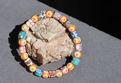 Polymer Clay Colorful  and Electroplate Glass Beads Evil eye. is believed to absorb negative energy or deflect.