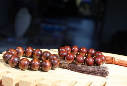 GURU SET 18mm big Sandalwood Beads Bracelet Sacred wood is revered for its calming properties.