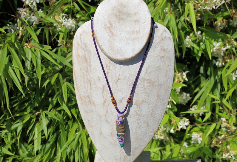 rare Rice Handmade Indonesia Beads with Hand Knotted Adjustable Cord String Necklace. Handmade Indonesian beads are exquisite and diverse