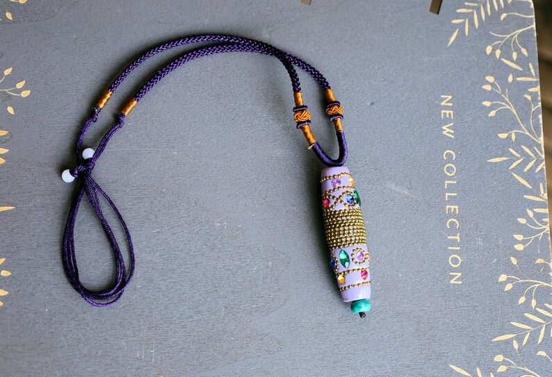 rare Rice Handmade Indonesia Beads with Hand Knotted Adjustable Cord String Necklace. Handmade Indonesian beads are exquisite and diverse
