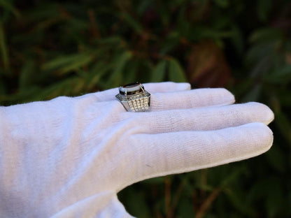 Handmade Tibetan Evil-Eye dZi Bead Ring. This ring is ideal for those seeking both style and spiritual protection.
