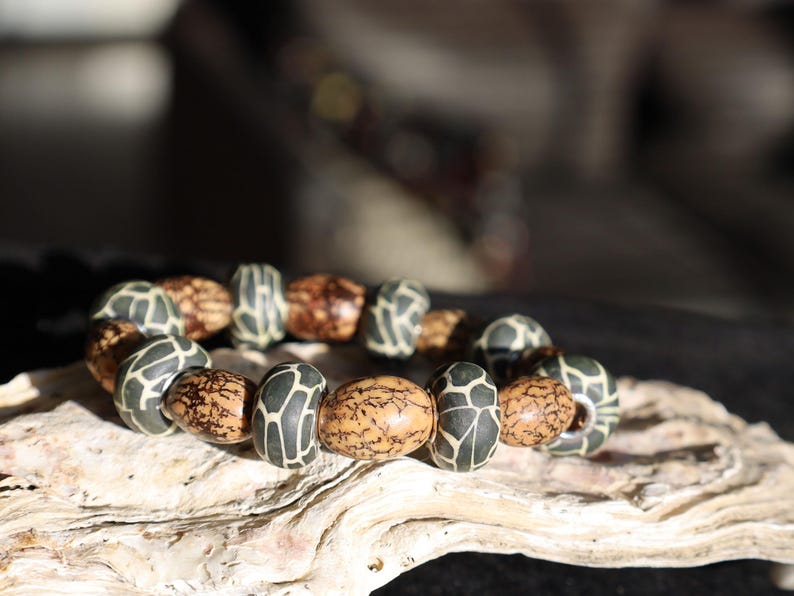 Undyed Natural Bodhi Beads, Oval, Leather beads are typically handmade, requiring skill and craftsmanship.