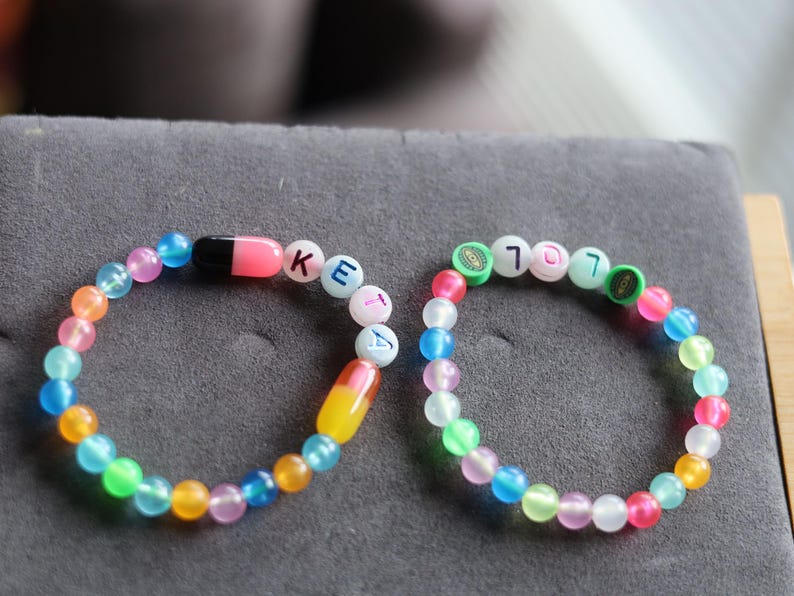 Set bracelets- Luminous Acrylic Beads, different glow in the dark colors combined with UV Reactive bracelets. Exclusive, Unique&UV Reactive!