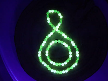 Set bracelet/ necklace- Nebula Series – 8mm Faceted Round Bead Fluorescent Green Acrylic Pearl Bracelets!  Exclusive, Unique&UV Reactive!