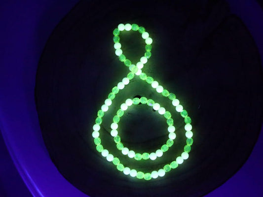 Set bracelet/ necklace- Nebula Series – 8mm Faceted Round Bead Fluorescent Green Acrylic Pearl Bracelets!  Exclusive, Unique&UV Reactive!