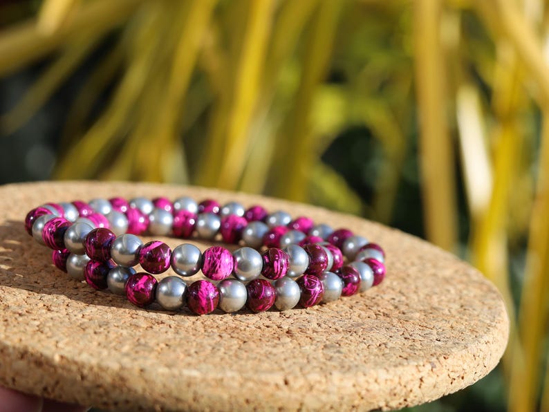 Party rave festival necklace,  Reactive Fluorescent Beaded 8mm pink purple, Glass Pearl Graphite, choker, Statement, party, necklace