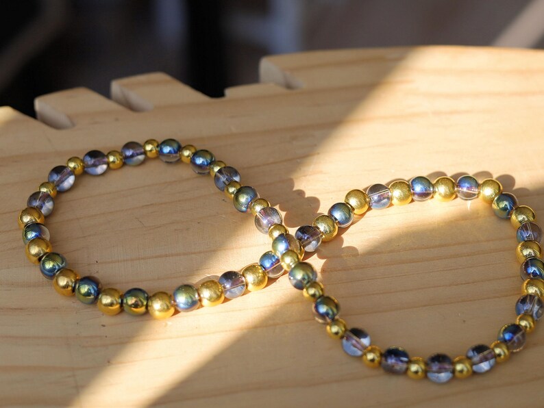 Party rave festival choker,  Half Green Iridescent Crystal Glass, Glass Smooth golden Acrylic Beads., choker, Statement, party,necklace