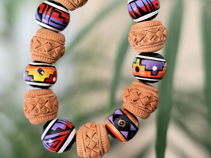 Vintage Terracotta Clay Beads bracelet Handcrafted by Andean Artisans c. 2000–2005