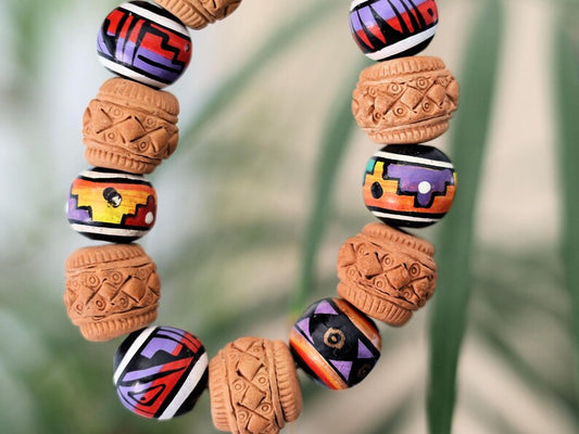 Vintage Terracotta Clay Beads bracelet Handcrafted by Andean Artisans c. 2000–2005