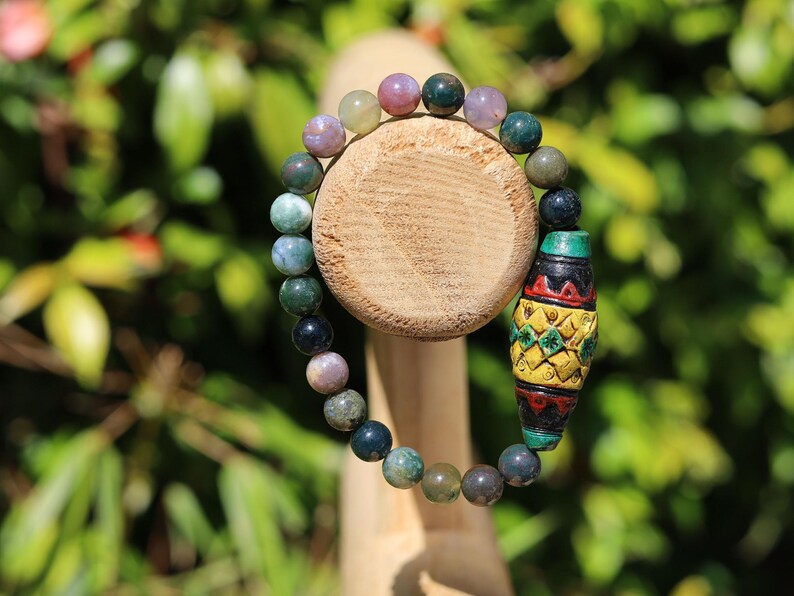 Andean Barrel Bead Bracelet | Multi-Color Agate | Peruvian Artisan Ceramic.highland regions of Cusco and Pisac. A Peruvian soul