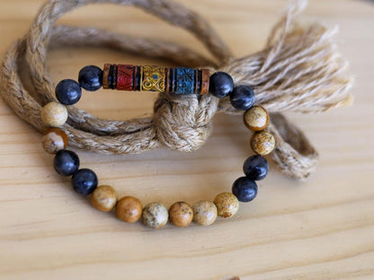 Kambaba Jasper & Andean  Barrel Bead Bracelet | Emotional Balance • Grounding • Cultural Symbolism. unity, protection