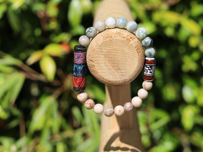 Peace Jade & Andean Barrel Bead Bracelet | Maifan Stone • Balance • Ancestral Energy. grounded expression of cultural depth