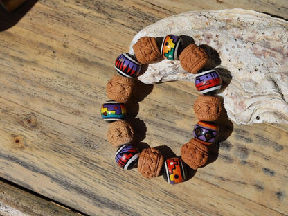 Vintage Terracotta Clay Beads bracelet Handcrafted by Andean Artisans c. 2000–2005