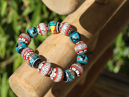 Vintage  unique Terracotta Clay Beads bracelet Handcrafted by Andean Artisans c. 2000–2005. Terracotta is believed to shield