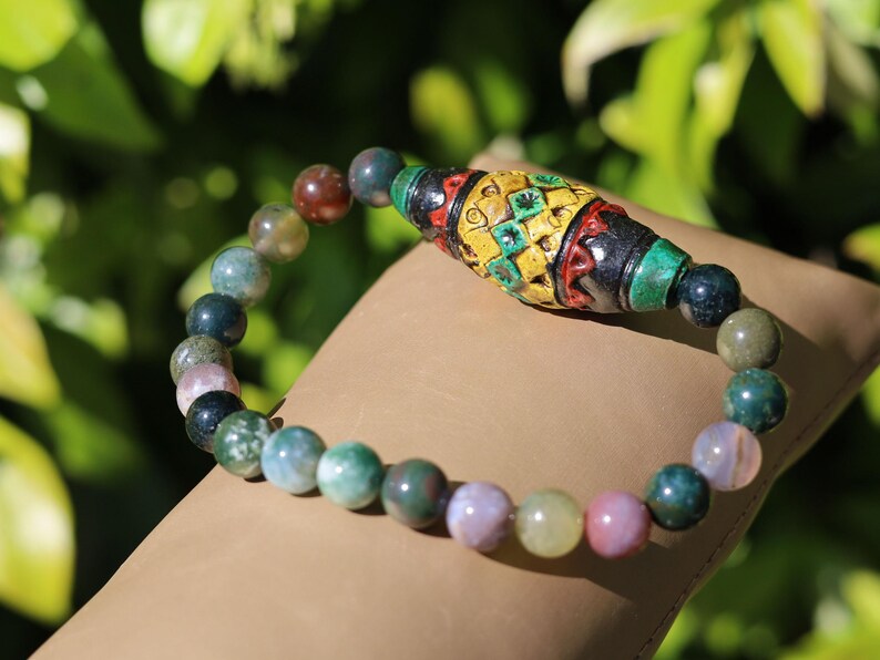 Andean Barrel Bead Bracelet | Multi-Color Agate | Peruvian Artisan Ceramic.highland regions of Cusco and Pisac. A Peruvian soul