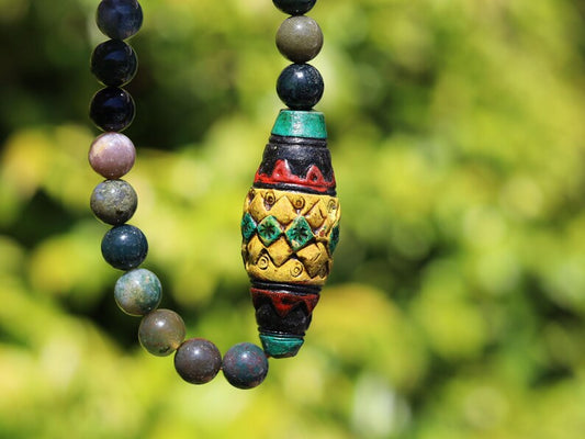 Andean Barrel Bead Bracelet | Multi-Color Agate | Peruvian Artisan Ceramic.highland regions of Cusco and Pisac. A Peruvian soul