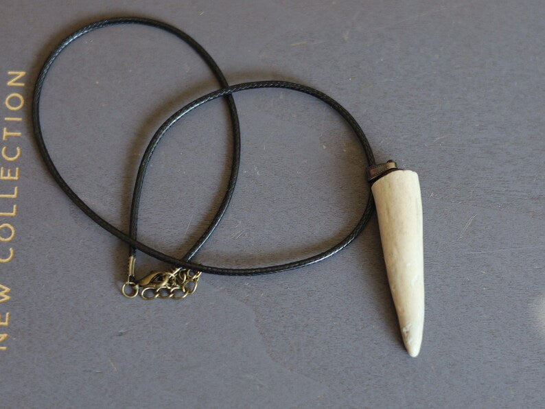 Unique handmade Antler Tip pendant, necklace. Connection to Nature, Spirituality and Symbolism,Strength and Protection, Tribal and Cultural