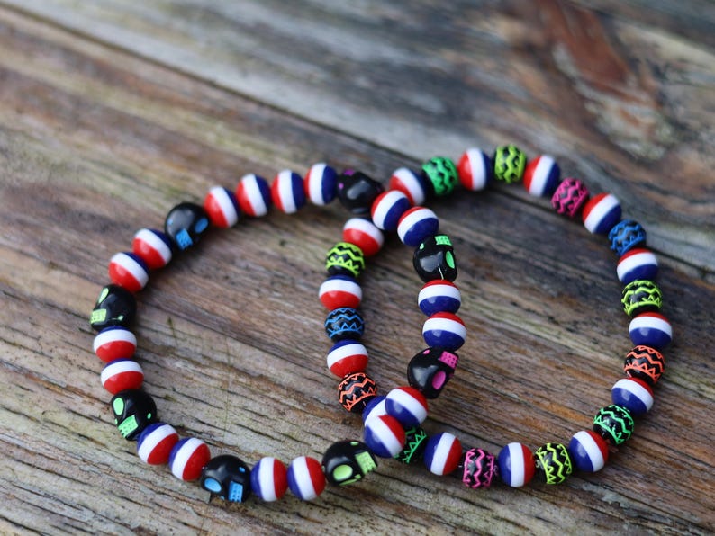 Dutch Glow Bracelet Set Netherlands Inspired  Red White  Blue Glow in the Dark /NL. handmade Dutch-inspired bracelet set