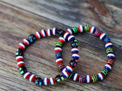 Dutch Glow Bracelet Set Netherlands Inspired  Red White  Blue Glow in the Dark /NL. handmade Dutch-inspired bracelet set