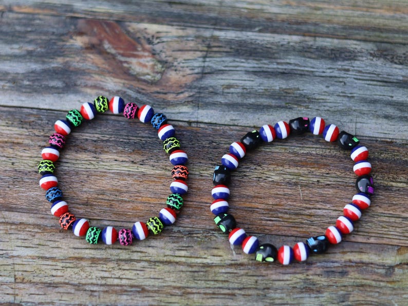 Dutch Glow Bracelet Set Netherlands Inspired  Red White  Blue Glow in the Dark /NL. handmade Dutch-inspired bracelet set
