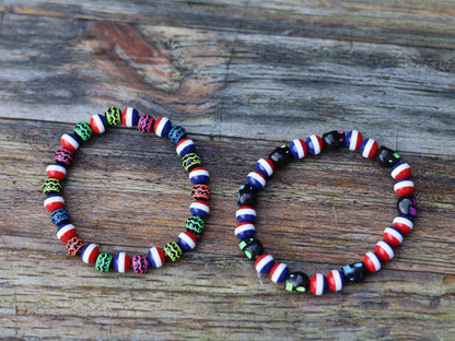 Dutch Glow Bracelet Set Netherlands Inspired  Red White  Blue Glow in the Dark /NL. handmade Dutch-inspired bracelet set