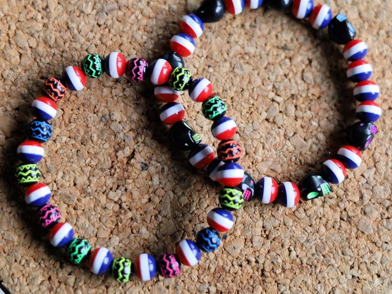 Dutch Glow Bracelet Set Netherlands Inspired  Red White  Blue Glow in the Dark /NL. handmade Dutch-inspired bracelet set