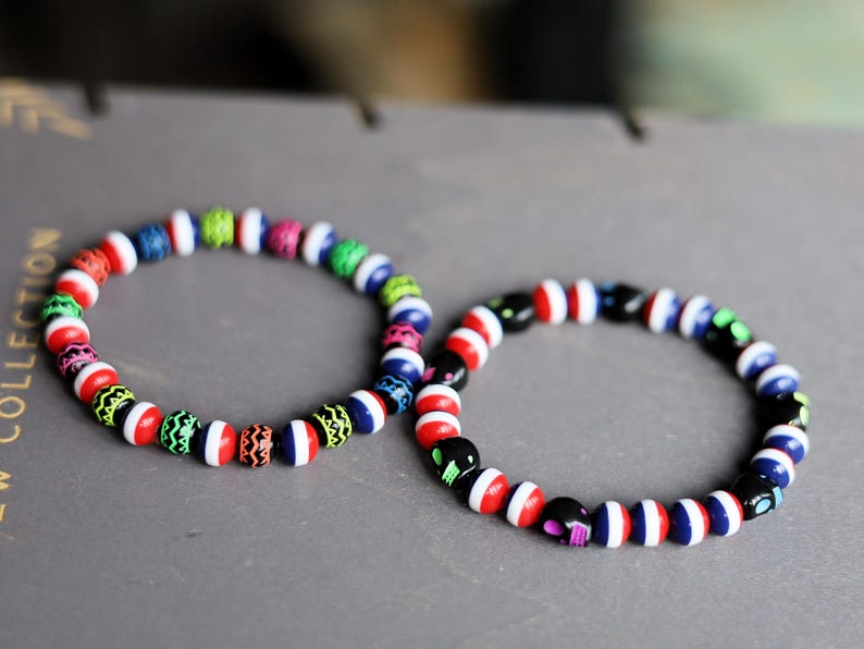 Dutch Glow Bracelet Set Netherlands Inspired  Red White  Blue Glow in the Dark /NL. handmade Dutch-inspired bracelet set