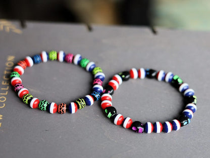 Dutch Glow Bracelet Set Netherlands Inspired  Red White  Blue Glow in the Dark /NL. handmade Dutch-inspired bracelet set