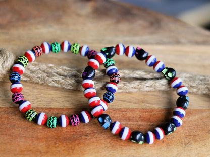 Dutch Glow Bracelet Set Netherlands Inspired  Red White  Blue Glow in the Dark /NL. handmade Dutch-inspired bracelet set